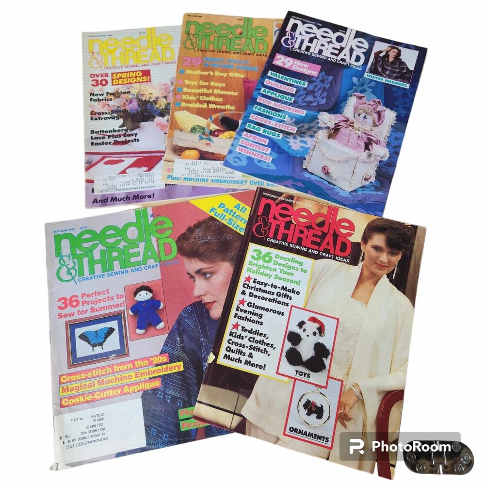 Lot of 5 Vintage 80s Needle & Thread Sewing & Craft Magazines Clothing Toys Gift